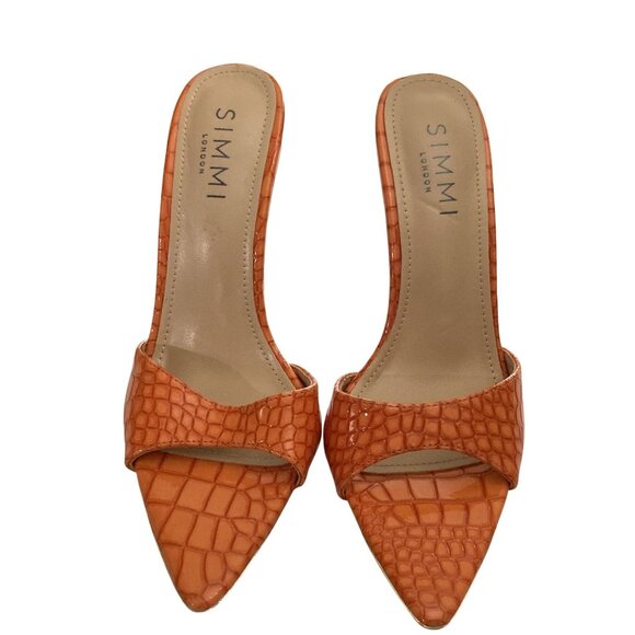 Simmi London Shoes - Simmi London Torez-1 women size 6 Orange Croc Pattern open Toe Heels Mules shoes
